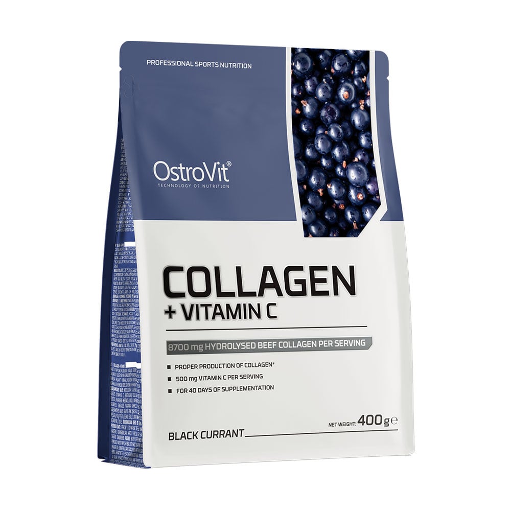 Колаген з вітаміном C OstroVit Collagen + Vitamin C зі смаком чорної смородини, в порошку, 400 г